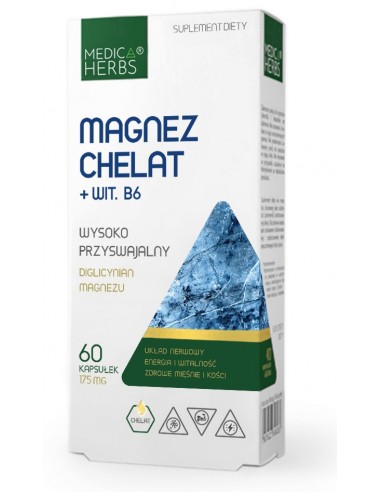 Magnez Chelat + Wit. B6 175mg 60 kap.