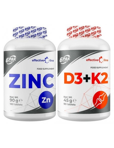 6PAK Zestaw na Odporność D3 K2 90 tabletek + Cynk 180 tabletek