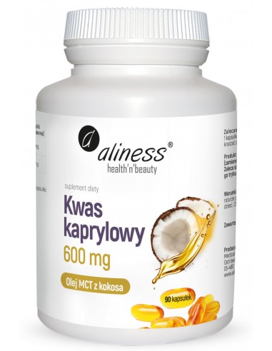 Kwas kaprylowy 60% C8 - Olej MCT z kokosa 600mg 90 kap.