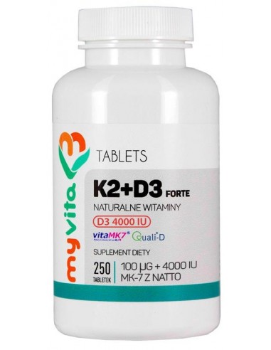 Witamina K2 MK-7 100mcg + D3 4000IU XL 250 tab.